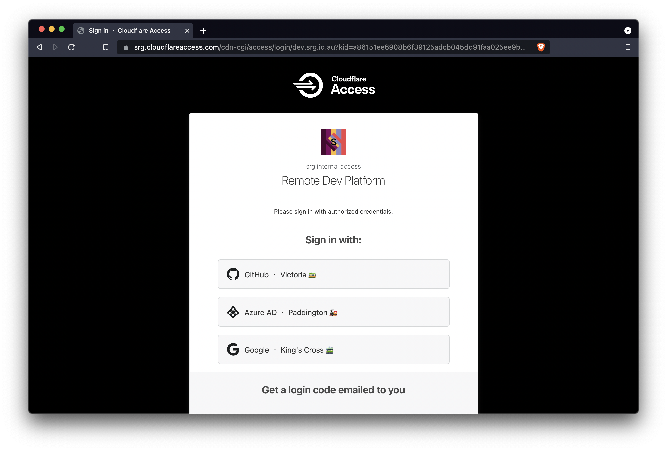 Cloudflare Access login UI for the management console.