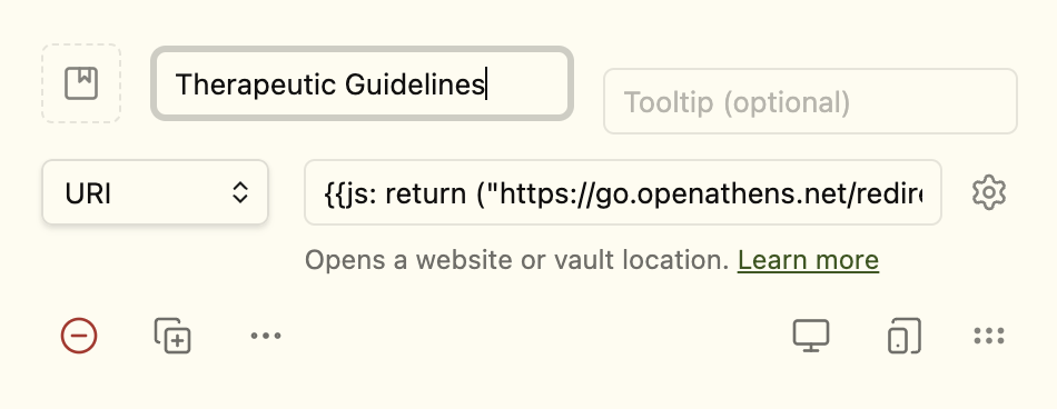 The note toolbar settings UI.