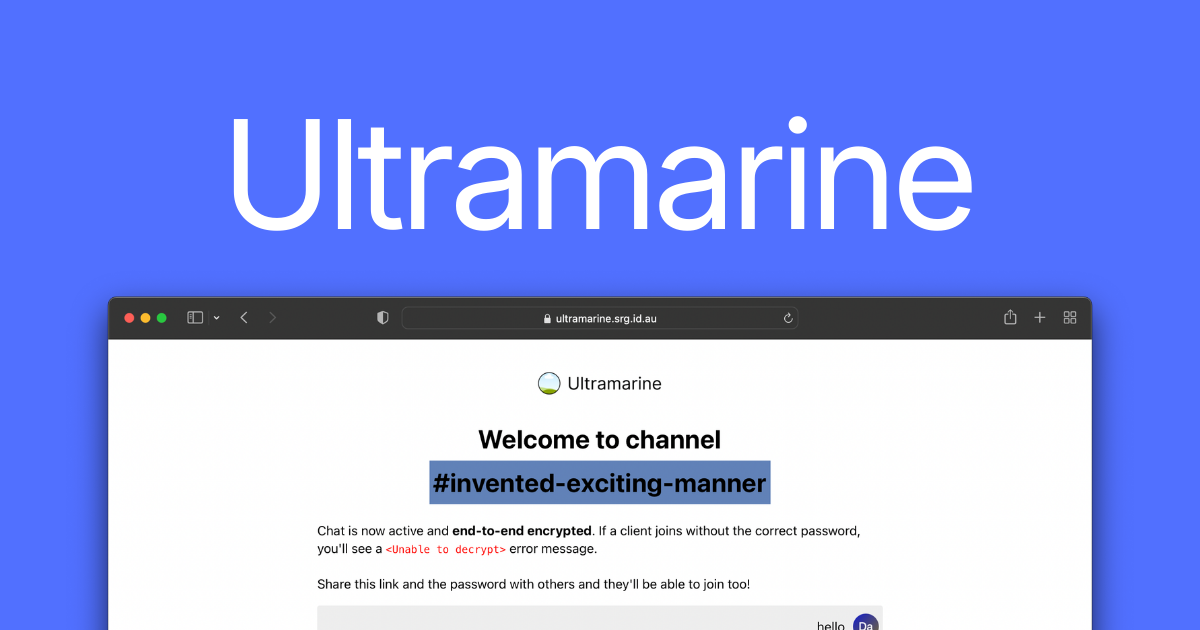 Ultramarine encrypted chat interface.